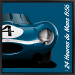 Tableau Jaguar Type D gagnante Le Mans 1956 existe en cadre laminage bois ou aluminium imprimé.